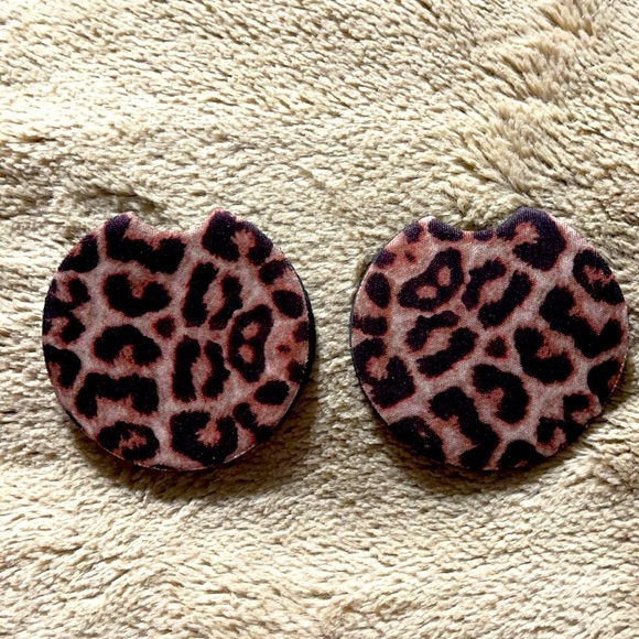 Accessories - 6/$20 New set/2 leopard neoprene car coasters